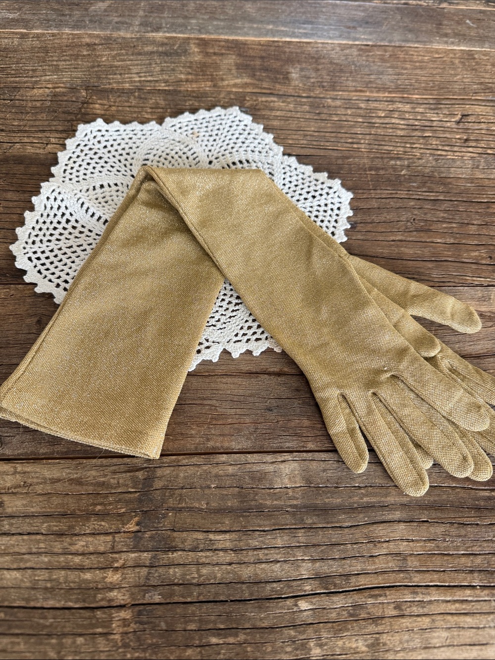 Vintage Gold Women's Long Dress Gloves - Classic Evening Accessory